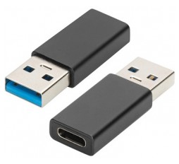 Slika izdelka: Adapter USB-A v USB-C, USB 3.0, črn, Ewent EW9650