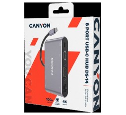 Slika izdelka: CANYON DS-14, večnamenska postaja USB C s 8 priključki, vključno s 1HDMI 