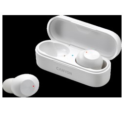 Slika izdelka: CANYON TWS-1 Bluetooth headset, with microphone, BT V5.0, Bluetrum AB5376A2, battery EarBud 45mAh*2+Charging Case 300mAh, cable length 0.3m, 66*28*24mm, 0.04kg, White