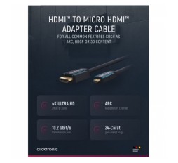 Slika izdelka: CLICKTRONIC HDMI na Micro HDMI HIGH SPEED z mrežno povezavo pozlačen 2 m kabel