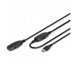 Slika izdelka: DIGITUS Active USB 3.0 (M) na USB 3.0 (Ž) SuperSpeed 10m črni podaljševalni kabel
