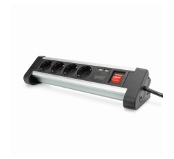 Slika izdelka: Digitus namizni razdelilec 4x220V 2xUSB s stikalom 1,5m črn DA-70614