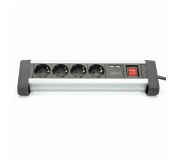 Slika izdelka: Digitus namizni razdelilec 4x220V 2xUSB s stikalom 1,5m črn DA-70614