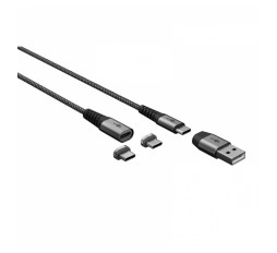 Slika izdelka: GOOBAY 2v1 Magnetic adapter USB-C / USB-A tekstil 1m polnilni kabel