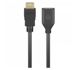 Slika izdelka: GOOBAY High Speed HDMI (M) na HDMI (Ž) 2.0 4K 60Hz 2m podaljšek z Ethernet pozlačen črn kabel