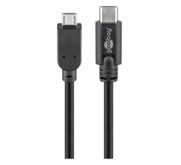 Slika izdelka: GOOBAY microUSB (Type B) na USB-C 1m črn prenos podatkov polnilni kabel