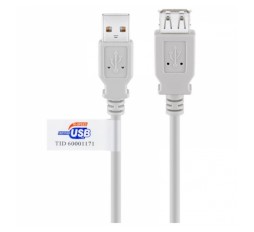 Slika izdelka: GOOBAY USB-A 2.0 (M) na USB 2.0 (Ž) Hi-Speed 5m beli podajševalni kabel
