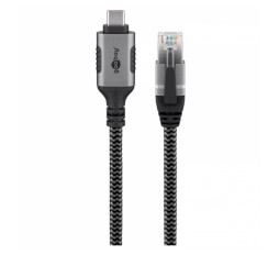 Slika izdelka: GOOBAY USB-C 3.1 na RJ45 5m CAT 6 črn/siv mrežni povezovalni kabel