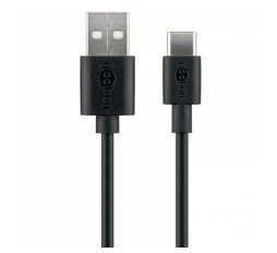 Slika izdelka: GOOBAY USB-A 2.0 na USB-C 3m črn polnilni in sync kabel