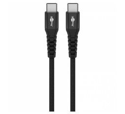 Slika izdelka: GOOBAY USB-C na USB-C 0,5m 60W 480Mbit/s črn Supersoft tekstilni podatkovni in polnilni kabel