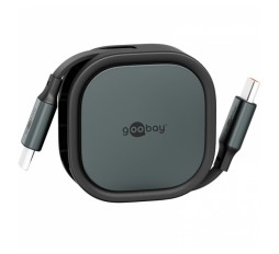 Slika izdelka: GOOBAY USB-C na USB-C 1m 60W 480Mbit/s bel samonavijalni podatkovni in polnilni kabel