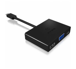Slika izdelka: Icybox IB-DK4032-CPD adapter iz USB-C na VGA / USB-C in USB-A