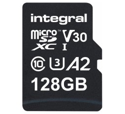 Slika izdelka: Integral 128GB Micro SD 4K branje 180MB/s pisanje 90MB/s MicroSDXC A2 C10 U3 UHS-I 180-V30