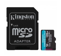 Slika izdelka: KINGSTON Canvas Go! Plus microSD 128GB Class 10 UHS-I U3 V30 A2 SD adapter (SDCG4/128GB) spominska kartica