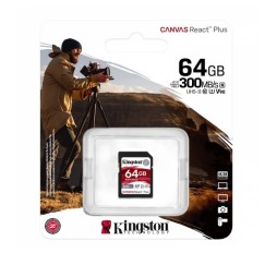 Slika izdelka: KINGSTON Canvas React Plus SD 64GB Class10 UHS-II (SDR2/64GB) spominska kartica