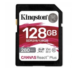 Slika izdelka: KINGSTON Canvas React Plus V60 SD 128GB Class10 UHS-II (SDR2V6/128GB) spominska kartica