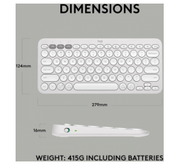 Slika izdelka: Logitech Tipkovnica Pebble Keys 2 K380s Multi-Device, bela, SLO g.