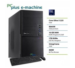 Slika izdelka: PCPLUS e-machine Core Ultra 5 225 16GB 1TB SSD tipkovnica miška namizni računalnik