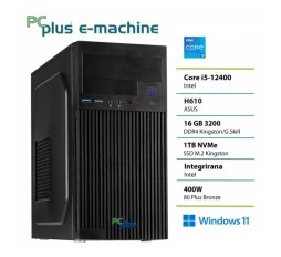 Slika izdelka: PCPLUS e-machine i5 12400 16GB 1TB SSD Windows 11 Home namizni računalnik