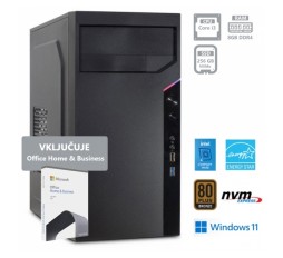 Slika izdelka: PCPLUS e-office i3-10100 8GB 256GB NVMe SSD Windows 11 Pro Office Home & Bus namizni računalnik