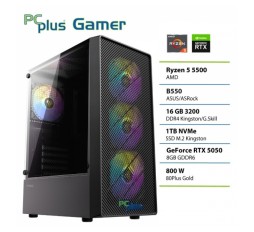 Slika izdelka: PCPLUS Gamer Ryzen 5 5500 16GB 1TB SSD RTX 5050 8GB gaming namizni računalnik