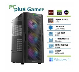 Slika izdelka: PCPLUS Gamer Ryzen 5 5500 16GB 1TB SSD RTX 5050 8GB Windows 11 Home gaming namizni računalnik