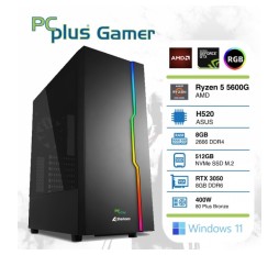 Slika izdelka: PCPLUS Gamer Ryzen 5 5600G 8GB 512GB NVMe SSD GeForce RTX 3050 8GB Windows 11 Home RGB gaming namizni računalnik