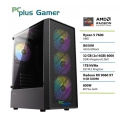 Slika izdelka: PCPLUS Gamer Ryzen 5 7600 32GB 1TB SSD RX 9060XT 8GB gaming namizni računalnik