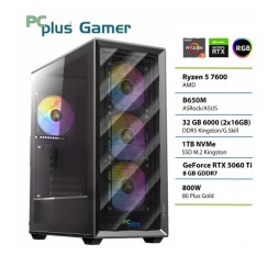 Slika izdelka: PCPLUS Gamer Ryzen 5 7600 32GB 1TB SSD RTX 5060Ti 8GB gaming namizni računalnik