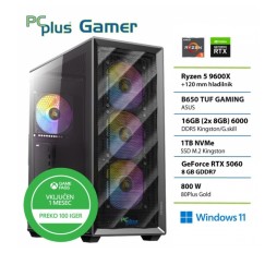 Slika izdelka: PCPLUS Gamer Ryzen 5 9600X 16GB 1TB SSD RTX 5060 8GB Windows 11 Home + Xbox GP gaming namizni računalnik