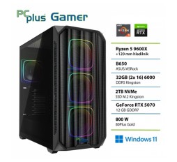 Slika izdelka: PCPLUS Gamer Ryzen 5 9600X 32GB 2TB SSD RTX 5070 12GB Windows 11 Home gaming namizni računalnik