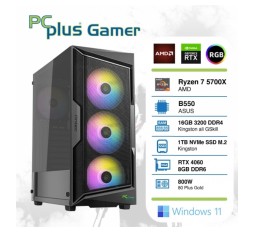 Slika izdelka: PCPLUS Gamer Ryzen 7 5700X 16GB 1TB SSD RTX 4060 8GB RGB Windows 11 Home gaming namizni računalnik