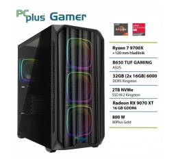 Slika izdelka: PCPLUS Gamer Ryzen 7 9700X 32GB 2TB SSD RX 9070XT gaming namizni računalnik