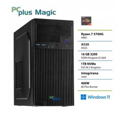 Slika izdelka: PCPLUS Magic Ryzen 7 5700G 16GB 1TB SSD Windows 11 Home namizni računalnik
