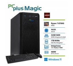 Slika izdelka: PCPLUS Magic Ryzen 7 8700G 32GB 1TB SSD Radeon 780M tipkovnica miška namizni računalnik