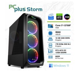 Slika izdelka: PCPLUS Storm i7-12700F 16GB 1TB NVMe SSD GeForce RTX 4070 12GB RGB Windows 11 Home gaming namizni računalnik