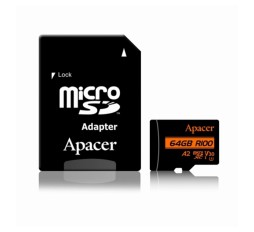 Slika izdelka: APACER microSD XC  64GB spominska kart. UHS-I U3 R100 V30 A2 AP64GMCSX10U8-R