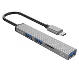 Slika izdelka: Priključna postaja USB-C 4 v 1, 1x USB 3.0, 2x USB 2.0, TF, 0.15m, ALU siva, ORICO AH-12F