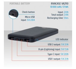 Slika izdelka: Rivacase VA2110 10000mAh prenosna baterija