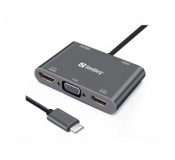 Slika izdelka: Sandberg USB-C Dock 2xHDMI+1xVGA+USB+PD docking priklopna postaja