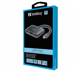 Slika izdelka: Sandberg USB-C Dock 2xHDMI+1xVGA+USB+PD docking priklopna postaja