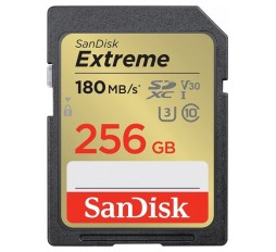 Slika izdelka: SanDisk Extreme 256GB SDXC Memory Card + 1 year RescuePRO Deluxe up to 180MB/s & 130MB/s Read/Write speeds, UHS-I, Class 10, U3, V30