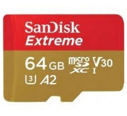 Slika izdelka: SanDisk Extreme microSDXC 64GB for Action Cams and Drones + SD Adapter 170MB/s & 80MB/s A2 C10 V30 UHS-I U3