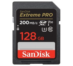 Slika izdelka: SanDisk Extreme PRO 128GB SDXC spominska kartica 200MB/s & 90MB/s Branje/Pisanje UHS-I, Class 10, U3, V30