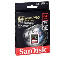 Slika izdelka: SanDisk Extreme PRO 64GB SDXC do 300MB/s, UHS-II, Class 10, U3, V90