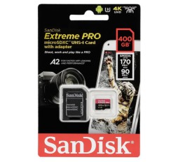 Slika izdelka: SanDisk Extreme Pro microSDXC 400GB + SD Adapter + Rescue Pro Deluxe 170MB/s A2 C10 V30 UHS-I U3