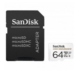 Slika izdelka: SanDisk High Endurance video microSDHC 64GB + SD Adapter Full HD / 4K video, do 100/40 MB/s C10, U3, V30