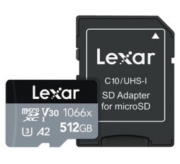 Slika izdelka: Spominska kartica Lexar Professional 1066x, micro SDXC, 512GB, 160MB/s, U3, V30, A2, UHS-I, z adapterjem
