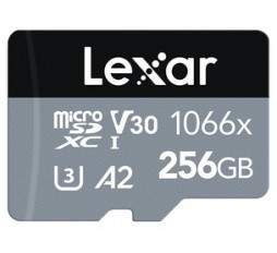 Slika izdelka: Spominska kartica Lexar Professional 1066x, micro SDXC, 256GB, 160MB/s, U3, V30, A2, UHS-I, z adapterjem