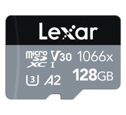 Slika izdelka: Spominska kartica Lexar Professional 1066x, micro SDXC, 128GB, 160MB/s, U3, V30, A2, UHS-I, z adapterjem